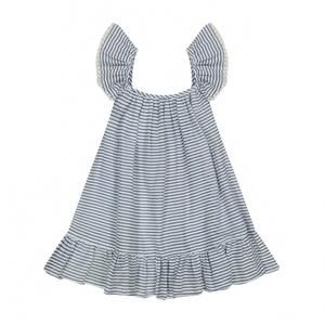 NEW MER ST. BARTH mini eva girl's ruffle dress in marine stripe